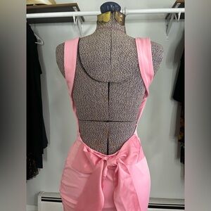Pink Satin Bow Back long form fit Dress